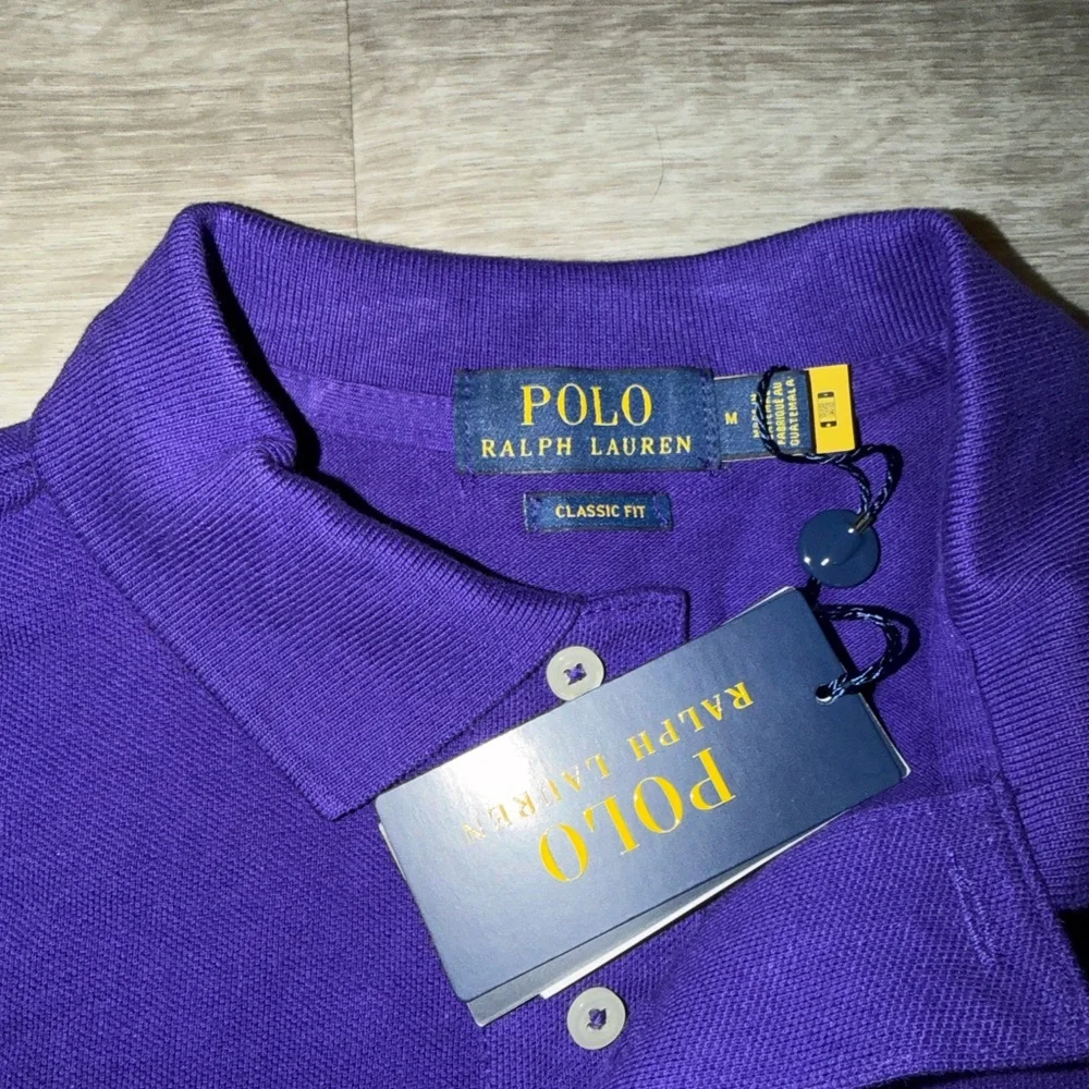 Purple Polo Shirt with Green Logo